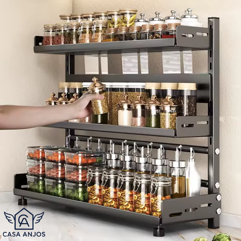 TriSpice Rack - Organizador de Cozinha de 3 Níveis
